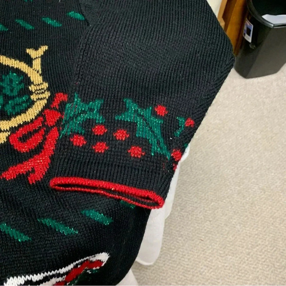 Style Studio black button up cardigan size 1X Christmas themed - Picture 5 of 5
